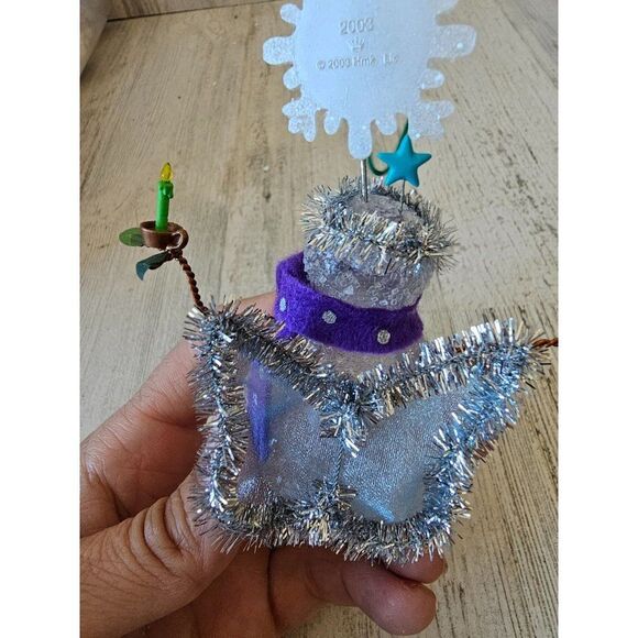 Hallmark snowman glitter wire angel cherub 2003 Xmas tree - Picture 6 of 8